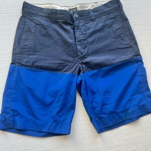 J.Crew Men’s Navy and Royal Blue 9” Color Block Shorts.